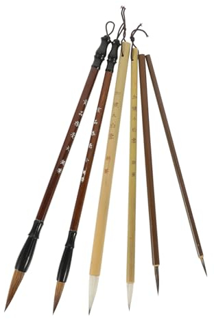 STOBOK 6st Chinesische Kalligraphie Stift Chinesischer Tintenstift Japanischer Malpinsel Pinsel Für Kalligrafie Asiatischer Traditionelle Chinesische Malerei Holz 6-teiliges Set