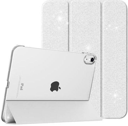 TiMOVO Case for iPad (A16) 11th Generation 11 Inch 2025/iPad 10th Generation 10.9 Inch 2022, Slim Stand Cover with Hard Translucent Back, Support Touch ID, Auto Wake/Sleep, Glitter White
