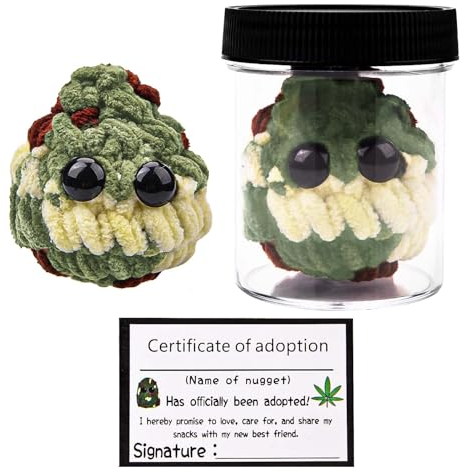 Adopt Me Weed Nugget Plushie, Weed Block Stofftier, Gehäkelte Ornament-Plüschtiere mit Ermutigungskarten, Glücksgeschenk, Geburtstagsgeschenk für einen Freund, Geschenke für Männer