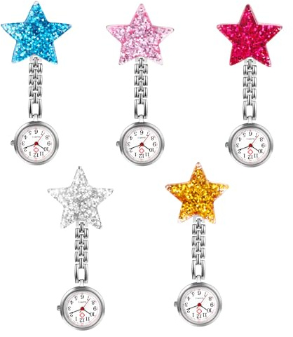 Silverora Taschenuhr Krankenschwester Uhren Schwesternuhren: 5pcs Gut Lesbare Schwester Uhren mit Clip Fob Uhr Ansteckuhr Pulsuhren Hilfsuhr Arbeitsuhr für Ärzte Pflege
