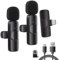 2 Pack Type C Wireless Lavalier Microphone for Iphone Ipad Android Ios15, Lapel Wireless Microphones&Receiver Plug-Play Clip On Mic, Lapel Mic for Video Recording/Live Steam/Interview/Tiktok/Youtube