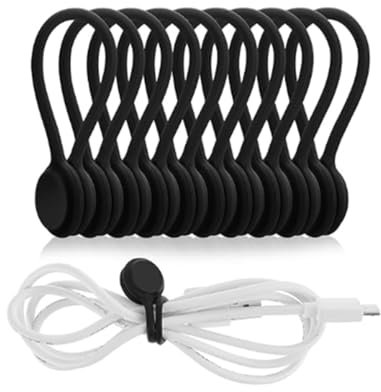 10 Pezzi Fascette Magnetiche, Magnetiche Clip per Cavi in Silicone, Stringi Cavi Organizzatori Portacavi Organizer, Riutilizzabili Gestore Cavi per Linea di auricolari e USB Cavo di Ricaric