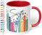 Geschenk für Musik-Fans: Kaffeetasse Bücherregal mit Best of Albums „Swiftea“ – Geschenkidee für Sänger- & Musikliebhaber - Keramik, ca. 330ml, Rot