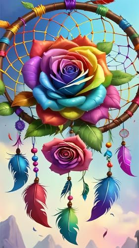 ARTGOTO Diamond Painting Eckige Steine Groß XXL Bilder Erwachsene,40x70cm Traumfänger A,5D Diamant Painting Set Viereckige Quadratische Steine mit Zubehör Für Wohnzimmer Dekoration