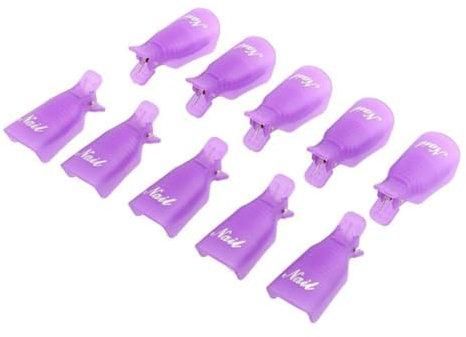 Nail Art Soak Off Clip Cap Nail Remover Clips Acrylic Gel Polish Nails Wrap Tool Purple 10PCS Gel Polish Remover Clips