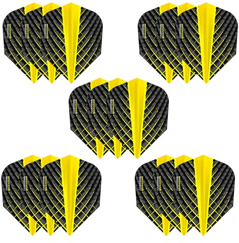 Harrows Quantum Dart-Flights | 5 x Sets Dart-Flights (insgesamt 15 Flights) I 100 Mikron Dart Flights I Premium Extra Stark Made in UK I Professionelles Dartzubehör I Gelbe Dart-Flights