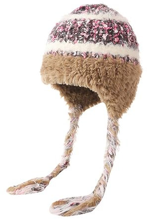 WUOHDW Wintermütze für Damen, Sherpa-Mütze, Wintermütze, Ohrenklappe, Strickmütze, Ski-, Schneemütze, Strickmütze, Totenkopfmütze, kaltes Wetter, warme Mütze, khaki, Einheitsgröße