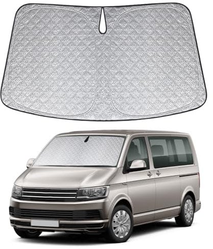 XCBYT Sonnenschutz Auto Frontscheibe Innen Kompatibel mit VW T5 T6, Verdickt Sonnenblende Frontscheibenabdeckung, Faltbare Windschutzscheibe Abdeckung, UV-Schutz