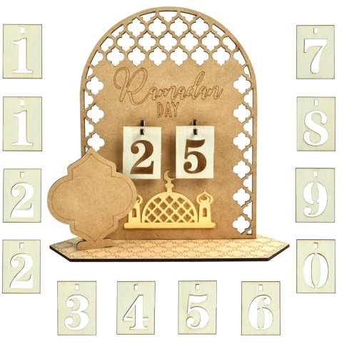Eid Mubarak Kalender, Ramadan Countdown Kalender, Ramadan Deko Holz, DIY Ramadan Dekoration 30 Tage Countdown, Ramadan Kalender, für Zuhause, für Wohnzimmer Deko Geschenke
