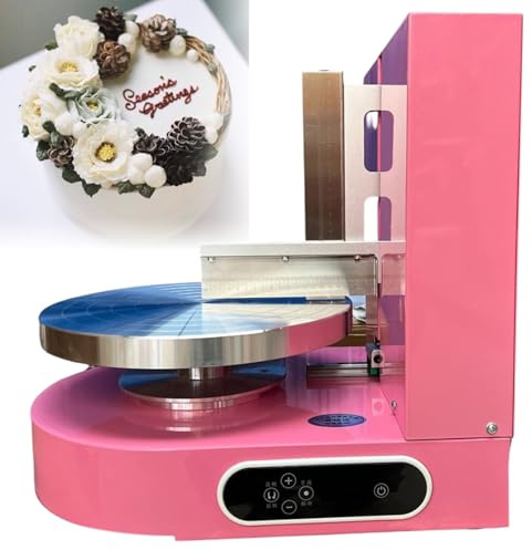 Máquina para decorar Pasteles, Máquina Automática para Untar Crema para Pasteles de 4 a 16 Pulgadas, Plato Giratorio Eléctrico para Pasteles de 0 a 300 Rpm,Pink