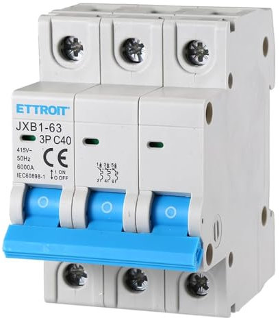 Interruttore magnetotermico 3P, occupa 3 moduli, 380V 415V, 40A C40, curva C, 6KA 6000A