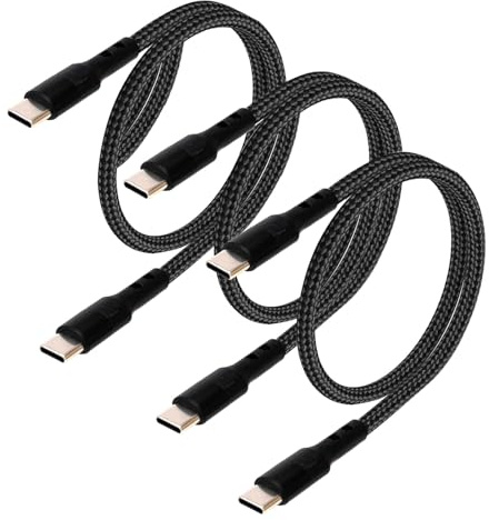 3PCS Short USB C to USB C Cable 0.5m, PD 65W Fast Charging Type C to Type C Cord, Short USB C Nylon Braided Charger Lead for iPhone 17/16/15 Pro Max, Samsung Galaxy S25/S24/S23, Pad Pro, Huawei, Pixel