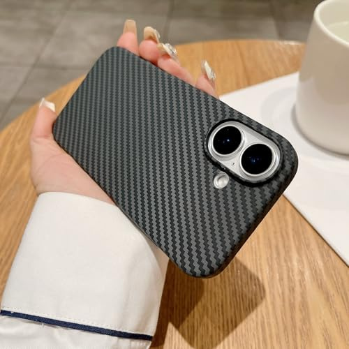 Yhsvie Magnetisch Hülle für iPhone 15 Pro Aramidfaser Handyhülle Ultradünne Carbon Optik Stoßfest Schutzhülle Ultraleichte Kratzfest Hard PC Case Anti-Fingerabdruck Kameraschutz Cover - Muster 4