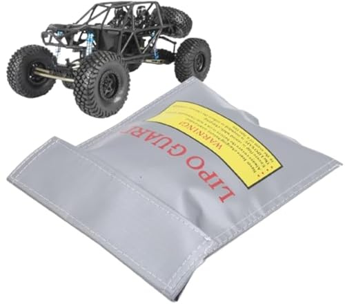 Lipo-Akku-Schutztasche, 2 Stück, Airsoft-Akku, Li-Po-Sicherheitssack, Akku, silberfarben, Lithium-Ladetasche, Akku-Sack mit Schlaufenverschluss, 22,5 x 18,5 cm