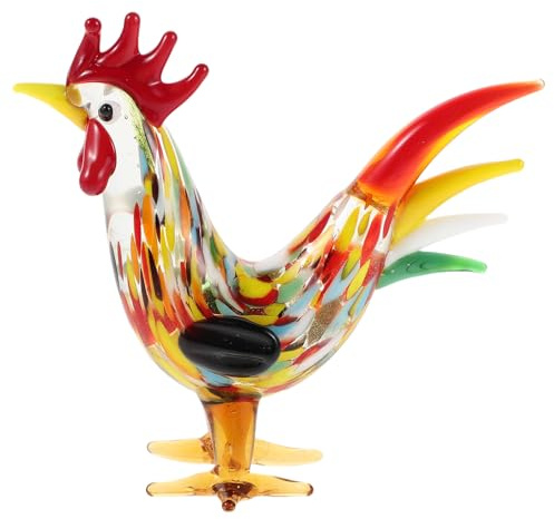 Cabilock Glas Tischdekoration In Tierform Hahn Ornament Glas Hahnstatue Hahnfigur Hühnerfigur Tierskulptur