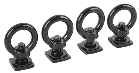 Wakects Ancre D'arrimage à Montage sur Rail en T, œillet en Acier Inoxydable M8 pour Galerie de Toit, avec Rondelle à Ressort pour Cordes élastiques, Crochets, Points d'attache de Rail (Black)
