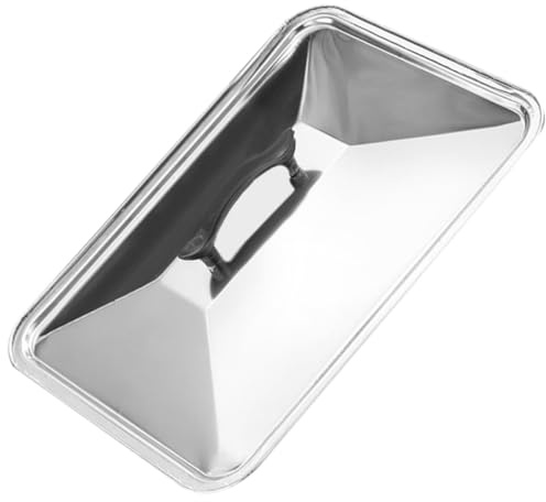 Couvercle de Plat Alimentaire Rectangulaire 50x35cm en Acier Inoxydable | Barbecue et Plancha, Protège les Aliments à Maison et Dehors, Argenté, Bords Lisses