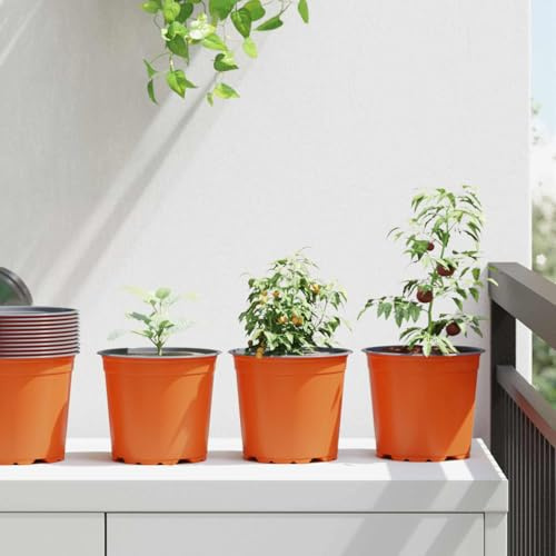 Lot de 50 pots de fleurs, en terre cuite, diamètre : 15 x 13 cm, en plastique, avec trous de drainage, pour l'intérieur et l'extérieur, design minimaliste, robuste et léger