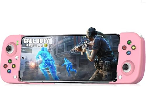 Wireless Gaming Controller for iPhone/iPad/iOS/Android/Samsung/PC Gamepad Joystick with Back Button, Analog Triggers, Stretchable, Bluetooth 5.0 Low Latency, Direct Play for CODM,Diablo Immortal-Rosa