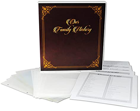 UniKeep Family History Organizer & Genealogy Binder Kit - Includes Pedigree Charts, Group Record Sheets, Research Checklists, and Archival Photo Protectors - Fully Enclosed Ancestry Record Book