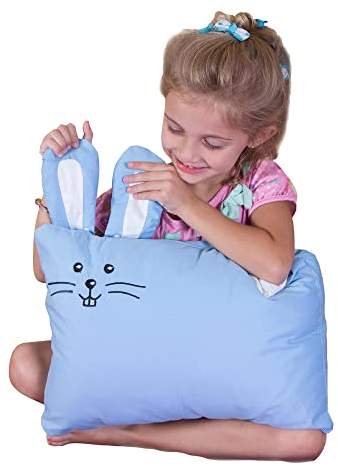 kinder Fluff Kissen für Kinder Bett mit Kissenbezug - Nackenkissen mit 230T Baumwolle & Daunen Alternative Füllung- Hypoallergen bettwäsche- Baby Pillows for Sleeping fur babybett -Blau
