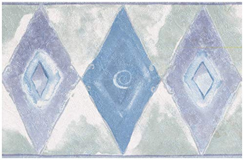 Norwall Wallpaper Border - Blue Purple Rhombus Abstract Green Wall Border Retro Design,Prepasted Roll 15 ft. x 7 in. 7 by 5 Yards