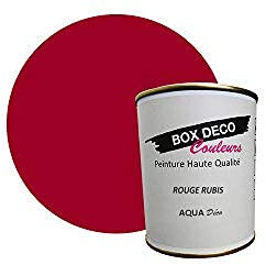 BOX DECO COULEURS Peinture murale acrylique aspect velours Aqua Déco - 750ml, Rouge Rubis