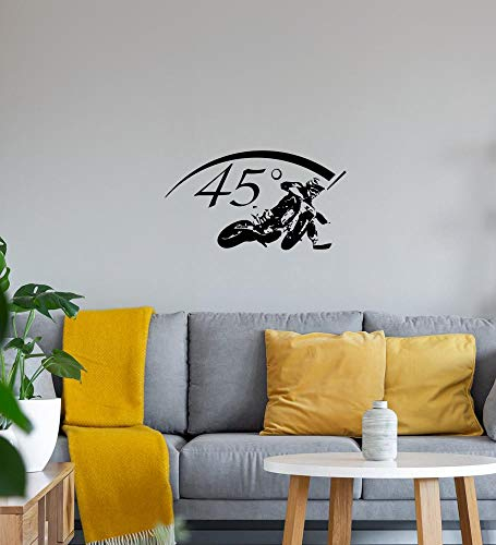 45 Supermoto Biker Wandtattoo Schwarz Aufkleber 40 x 22 cm