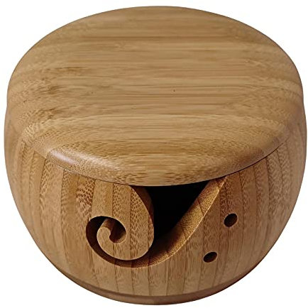 Luckxing Cuencos para almacenamiento de, hechos a mano, con agujeros, cuenco de de madera, cuenco para de madera, cuenco de lana, cuenco de lana, cuenco de almacenamiento para manualidades, ganchillo