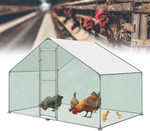 ACXIN Hühnerstall 3x2x2m Freilaufgehege mit Tür, Geflügelstall Hühnerhaus aus Verzinktem Stahlrahmen mit PE-Dach, Robuster Hühnerkäfig für Garten, Wetterfest, Belüftet, Geeignet für Hühner Enten