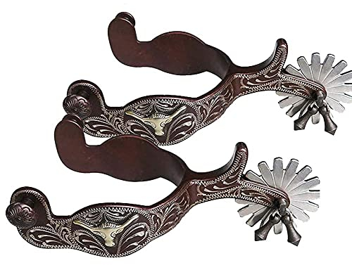 Western Cowboy Sporen aus Stahl, Pferderennausrüstung Reiter, handgeschnitzte Blumensporen