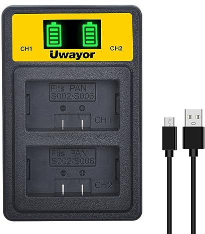 Uwayor CGA-S006 Battery Charger Camera Kit USB Battery Charger for Panasonic Lumix DMC-FZ7 FZ8 FZ18 FZ28 DMC-FZ30 DMC-FZ35 DMC-FZ38
