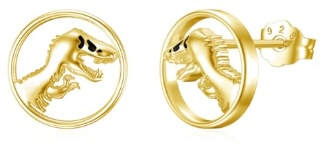14 Karat vergoldete Dinosaurier Ohrringe 925er Sterlingsilber hypoallergen Dino T-Rex Ohrstecker Dinosaurier Schmuck Geschenke für Frauen und Mädchen…
