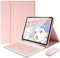 Clavier Coque pour iPad Air 5 2022/iPad Air 4 2020 10.9, QWERTY Clavier Rétroéclairé Détachable Bluetooth et Étui avec Rainure, Étui Housse avec Souris Bluetooth sans Fil, Rose avec Rétroéclairé