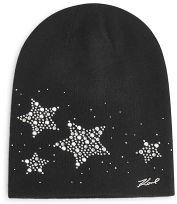 KARL LAGERFELD Damen Star Power Karl (Not Slouchy) Hat Beanie-Mütze, Schwarz, Einheitsgröße