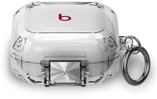 Bamyli Headphone Case for Beats Fit Pro, Anti-Lost Keychain, Shockproof Anti-Scratch Protective Cover, Transparent
