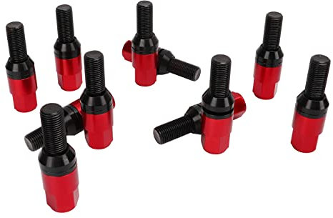 Hochwertige 35CrMo-Kegelsitz-Radschrauben, 20 Stück Sechskant-17-mm-Radbolzen M14x1,5, Güteklasse 12,9 für Autos, Universell Einsetzbar mit Langer (Rot)