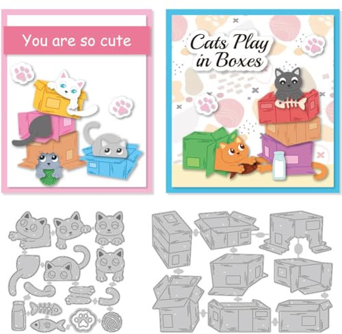 DELORIGIN Stanzformen Aus Karton Mit Katzenmotiv Zum Basteln Stanzschablonen Neuheiten 2025 Prägevorlagen Stanzformen Für DIY Bastelalben Geschenkdekor Katzenliebhaber Stanzen Weihnachten