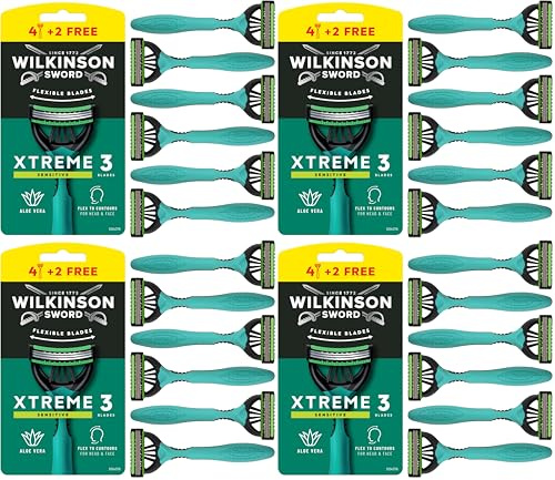 Wilkinson Sword Xtreme 3 Sensitive Einwegrasierer für Männer 4+2 (Packung mit 4)
