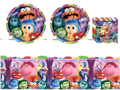 Inside Out Juego de Vajilla,Juego de vajilla de fiesta para niños,Vajilla Papel Niños Inside, vajilla de fiesta de cumpleaños