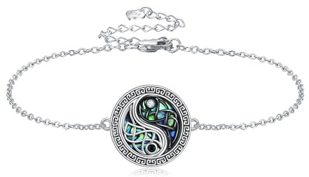CUPENDA Yin Yang Armband 925 Sterlingsilber Keltischer Knoten Abalone Muschel Armband Schmuck für Damen