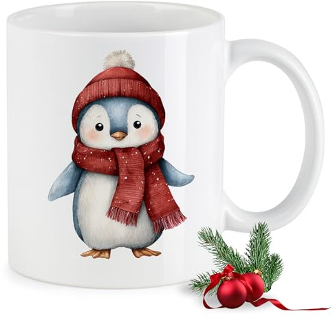 GRAZDesign Weihnachtstasse Pinguin Tasse Weihnachten Geschenk Winter Becher Keramik 30ml