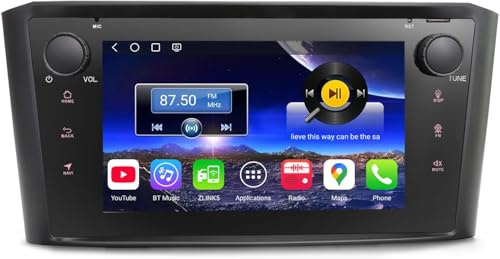 Qualcomm Android 14 4GB+64GB 8-Kern Autoradio Bluetooth GPS Navi für Toyota AVENSIS T25 2003-2008 7 2DIN Radio Touch Screen Unterstützt Drahtlos CarPlay Android Auto DAB+ WiFi 4G DSP Canbus TPMS USB