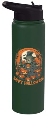 Happy Halloween Scary Skull Pumpkin Patch Stainless Steel Insulated Water Bottle