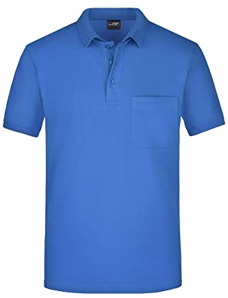 James & Nicholson Herren Piqué Polo mit Brusttasche - Hochwertiges Poloshirt für Beruf & Freizeit | Farbe: royal | Grösse: L