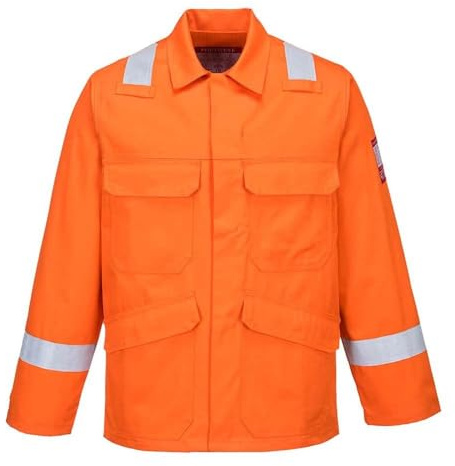 Portwest FR25 Bizflame Work FR Jacket Flame Resistant Long Sleeve 5 Pockets | Orange, Large, EN 61482-1-2 Class 1, EN ISO 11612, Regular Fit, 40+ UPF Rated Fabric, Stud Closure, Triple-Stitched Seams