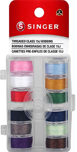 Singer Bobbins Transparente Kunststoff-Spulen, Klasse 15, mit Gewinde in Etui, 1, Stück, 12