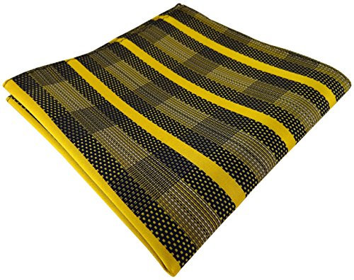 TigerTie Designer Seideneinstecktuch in gelb sonnengelb blau silber gestreift - Einstecktuch 100% Seide