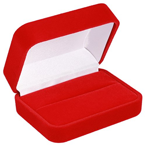 EYS JEWELRY Schmuck-Etui für Trauringe Freundschaftsringe Partnerringe 70 x 60 x 30 mm Samt rot Trauring-Box Ring-Schachtel Schatulle Geschenk-Verpackung