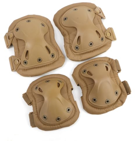 Rodilleras y coderas duras almohadilladas para combate táctico militar duro. Almohadillas de protección para seguridad en deportes de Ever Fairy., color caqui, tamaño Tamaño libre